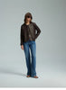 Women's Autumn Clothing European Sheepskin Casual O-Neck Single-Breasted Coffee Litchi Stria Genuine Leather Jacket