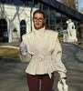 Solid Lace Up Short Trench Coat Lady Chic Stand Collar Wide Shoulder Full Sleeve Loose Coats Daily Casual Windbreaker