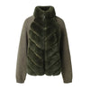 Solid Faux Fur Splicing Coats Women's Zipper Full Sleeves Stand Collar Jackets Ladies Autumn Winter Streetwear