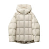 Women Light White Down Jacket with Hood Loose Over Size Casual Autumn Winter Outwear Square Warm Short Coat