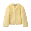 Cool Street Girls Winter Fluffy Fox Fur Jacket Women Casual Round Neck Faux Fur Coat Chic Thick Warm Outerwear