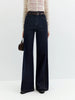 Slim Denim Jeans for Women Autumn Style Mid-waisted Zipper Flared Pants Cotton Retro Solid Chic Streetwear