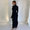 Shoulder Padded Long Sleeve Bodycon Green Party Club Maxi Long Dress Spring Autumn Women Elegant Clothes