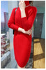 Selling 100% Mink Cashmere Knitted Women's High Neck Pullover Dress Sweater Slim Fit Solid Color Long Women's Dress