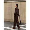 Two Pieces Set Woman Winter Casual Embroidery Sweatshirt Wide Leg Pants Fleece Lined Knitted Women Clothes Sets A3288