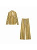 Women Casual Striped Loose Shirt Trouser Suits Women Full Sleeve Lapel Button Top Long Straight Pants Set Female Lady Suit