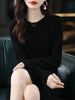 Round Neck Cashmere Dress Women's Long Pullover Sweater Autumn Winter Knitted Knee-Length Pure Wool Dress JJ396