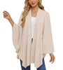 Elegant Shawl Wraps Soft Open Front Poncho Sweater Women Loose V-Neck Cape Casual Solid Color Soft Open Front Poncho Bat Shirt