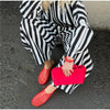 Vertical Stripe Two Piece Outfit Stand Collar Zip Up Jacket Elastic Waist Wide Leg Pants Loose Women Casual High Street Set