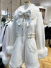Winter Japanese Sweet Bow Slim Medium Long Woolen Coat Faux Fur Collar Lolita Girl Women's Pink White Wool Jacket Overcoat
