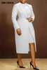 Women's Set Full Sleeve Long Blazer Coat+ Long Dress Suit Winter Streetwear Two 2 Piece Set Africa OL Work Outfits