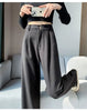 Brown Woolen Suit Pants for Women in Autumn and Winter Narrow Version Straight Wide-leg Pants with Drape