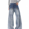 Fleece Lined Thick Curved Barrel Wide Leg Jeans Women Retro High Street Designer Loose Slim Denim Pants