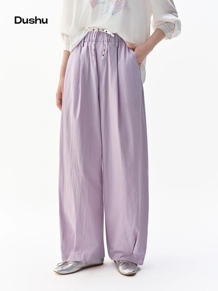Fall Women‘s Polka Dot Barrel Leg Pants, High Waist Turned-Down Waistband Trousers for Casual Chic Style