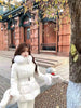 Chic Women's Cotton Padded Jackt with Large Fur Collar Waist-Cinching Mid-Length Parkas Korean Warm Commute Outerwear