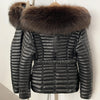 Oftbuy Winter Real Fox Fur Collar Coat Women Duck Down Jacket Female PU Leather Belted Hooded Warm Duck Down Parka Outerwear