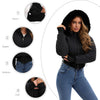Women's Bomber Jacket Hooded Cropped Coat Winter Jacket Woman Cool Warm Clothes Coffee Black White Clothing XXL