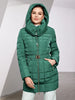 Women's Winter Jacket Hooded Belt Long Parkas Warm Padding Puffer Plaid Quilted Coat Down Jacket Thick Snow Wear
