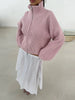 Casual Long Sleeve Zipper Knitted Coat Stand Collar Stripe Knitting Cardigan for Women Spring Autumn Female Sweater