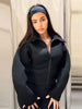 Casual Women's Waist Cinched Cropped Jackets Lapel Zipper Puff Sleeve Female Coats Spring Lady Commute Outwear