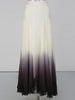 Spliced Button Two Piece Sets for Women V Neck Cape Sleeve Tunic Top High Waist Ombre Skirt Elegant Set Female