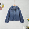 Chic Stand Collar Denim Cropped Jackets Women Loose Zipper Pockets Full Sleeve Female Coats Spring Lady Outwear Street