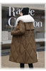 White Fur Collar Down Cotton Parkas Padded Coat Women Winter Long Over The Knee Waist Warm Thick Parkas Coat