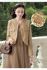Tweed Short Coats for Women French Camel Wood Ear Collar Bead Autumn Retro Quality Jackets 2243185796