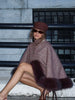 Elegant Plaid Cape Skirt 2 Piece Set Women Chic High Waist Single Breasted Faux Fur Hem Shawl Coat Suit Fall Winter Party Outfit