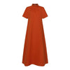 Women's Elegant Short Sleeved Dress Long Dress High Neck Solid Color Casual Summer Loose Fitting Dress