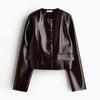 Vintage Women Leather Sets Lapel Single Breasted Jacket Slim Fit Mini Skirt Retro Fashin Female Suit Lady Jacket Skirt Sets