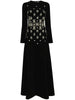 High Street Designer Vestido Women's Long Sleeve Diamonds Beaded Long Maxi Dress