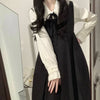 Dress Sets Women Peter Pan Collar Flared Sleeve Shirt + Square Collar Japanese Dress Two-piece Suit Girl