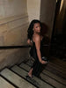 Women Black Velvet Sheer Maxi Dress Sexy Chic Mesh Patchwork Off-shoulder Waist Cinching Slim Maxi Dresses Club Party Gowns