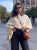 Irregular Draping Knitted Shawl Jumper Knitwear Loose Elegant Cape French Minimalist Cloak Knit Sweater Women Top Spring