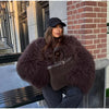 Faux Fur Coat Women Loose Lapel Full Sleeve Fluffy Short Overcoat Autumn Winter Street Lady Furry Warm Overcoat