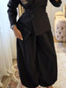 Chic Solid Lapel Coat Long Pant Suit Women Casual Full Sleeve Waist Cinching Blazer Wide-leg Pants Set Lady Daily Street Outfit