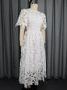 Elegant Lace Dress Irregualr Length Wedding Guest Bridal Shower for Bride Midi O Neck Hollow Out Women Classy Business Party
