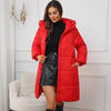 Winter Women's Long Coat Windproof Warm Padded-Cotton Coat Simple Loose Hooded Parkas Plaid Quilted Jackets for Woman