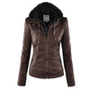 Gothic Faux Leather Jacket Women Coat Hoodies Winter Autumn Motorcycle Jacket Black Outerwear Leather PU Basic Jacket Coat