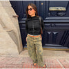 Printed Curved Wide Leg Denim Jeans High Waist Seam Detail Casual Women All-match Long Pants Autumn Chic Outfits