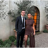 Elegant Slim Fit Pleat Irregular Long Dress Women Long Sleeve Turtleneck Patchwork Robes Chic Party Banquet Wear