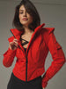 Women's Winter Jacket Wide Shoulder Coat Waist Cinching Cropped Padded Top Street Stand Collar Long Sleeve Irregular Hem Coats