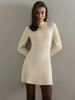 Women's Spring Knitted Dress Long Sleeve Semi-High Neck A Line Skirt for an Elegant and Playful Look
