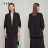 Minimalist Women's Blazer Mujer Autumn Solid Loose Seven-quarter Sleeve Lapel Button Commuter Suit Jacket 12512019