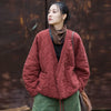 Winter Chinese Style Parkas For Women Bandage Plus Cotton Coats Long Sleeve Loose Pockets Vintage Cotton Parkas