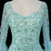 Plus Size Long Sleeve Evening Dress Arabic Women's Beaded Tiered Ruffles Elegant Party Gowns SS410 Customized