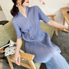 Pleated Long Sleeve V-neck Dress Women Spring Korean Designer Casual Black Dresses Elegant Aesthetic Clothes