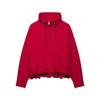 2026Classic Commuter Style Women S Red Hooded Pilot Jacket Cotton Padded Elastic Ruffle Hem Loose Short Casual Coat