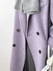 Women's Double-faced Woolen Coat Spring Autumn Suit Collar Double Breasted Long Sleeve Temperament Commuting Purple Jacket